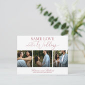 Dieselbe Liebe Downsize Wedding Simple Elegant 3 F Postkarte (Stehend Vorderseite)