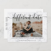 Dieselbe Liebe mit verschiedenen Datums-Marmortypo Ankündigungspostkarte (Vorne/Hinten)