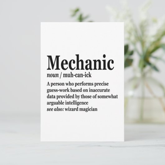 Dieselmechaniker-Definition-Funny-Reparateur Vater Dankeskarte (Stehend Vorderseite)