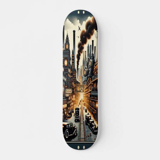 "Dieselpunk Urban Landscape Deck" Skateboard (Vorne)