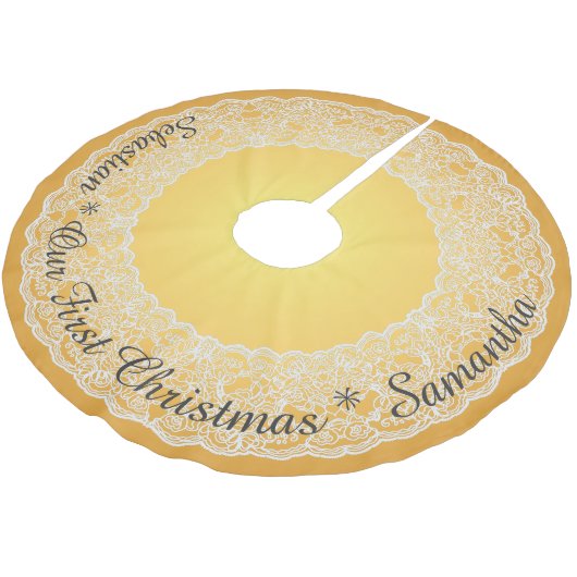 DIESEN KURVEN TEXT Vintage Spitze ZEIGEN Polyester Weihnachtsbaumdecke (Schrägansicht)