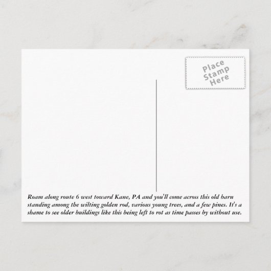 Dieser alte Stall Postkarte (Rückseite)