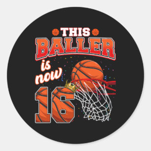 Dieser Basketballball-Baller ist jetzt 16 Jahre al Runder Aufkleber