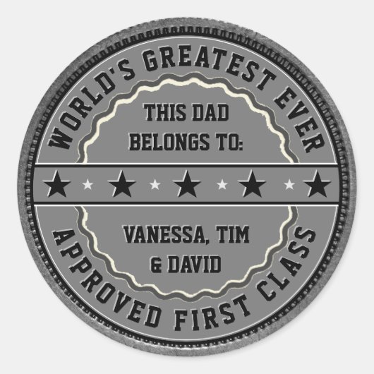 Dieser Beste Vater gehört: Ihr Name(e) Runder Aufkleber (Vorderseite)