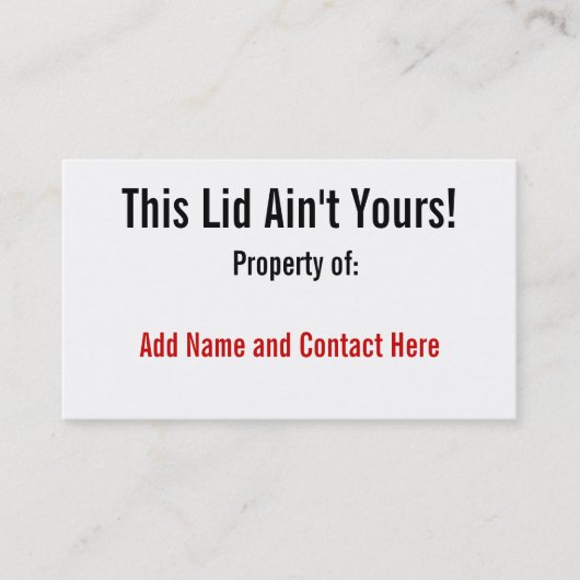 Dieser Deckel ist nicht Ihr! Visitenkarte (Vorderseite)