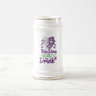 Dieser Diva braucht ein Getränk Mardi Gras Bierkru Bierglas