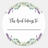 Dieser Drink gehört zu einem Hochzeitlavender Runder Aufkleber (Vorderseite)