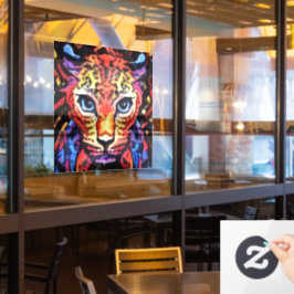 Dieser farbenfrohe Leopard-Look  Fensteraufkleber