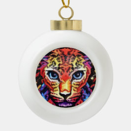 Dieser farbenfrohe Leopard-Look  Keramik Kugel-Ornament