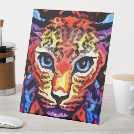 Dieser farbenfrohe Leopard-Look  Sockelschild