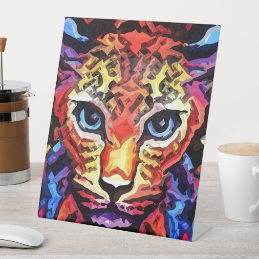 Dieser farbenfrohe Leopard-Look  Sockelschild (In Situ)