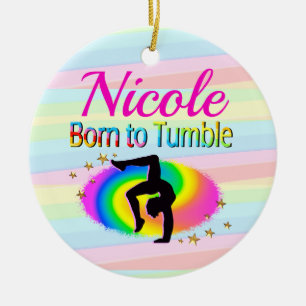 DIESER GYMNAST WAR GEBOREN ZU VERSTÄNDLICH KERAMIK ORNAMENT