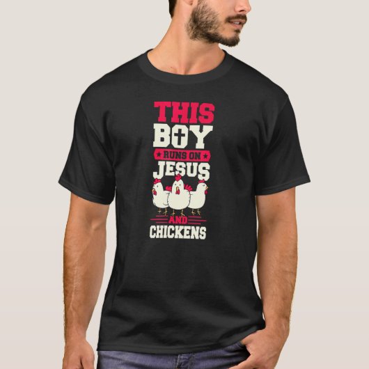 Dieser Junge läuft auf Jesus und Hühner Christlich T-Shirt (Vorderseite)