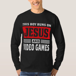 Dieser Junge läuft auf Jesus und Videospielen Chri T-Shirt