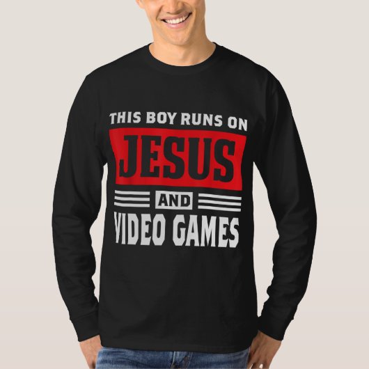 Dieser Junge läuft auf Jesus und Videospielen Chri T-Shirt (Vorderseite)