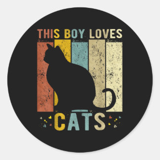 Dieser Junge Lieben Katzen Jungs Katze Runder Aufkleber