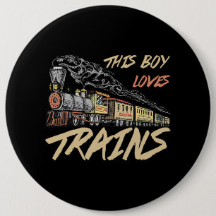 Dieser Junge Lieben trainiert Funny Train Lover Ge Button