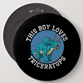 Dieser Junge Lieben Triceratops Dinosaur prähistor Button (Vorne & Hinten)
