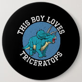 Dieser Junge Lieben Triceratops Dinosaur prähistor Button (Vorderseite)