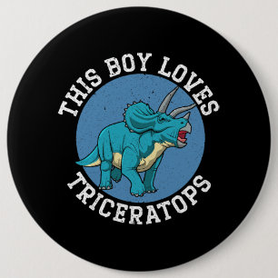 Dieser Junge Lieben Triceratops Dinosaur prähistor Button