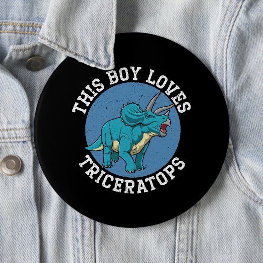Dieser Junge Lieben Triceratops Dinosaur prähistor Button (Beispiel)
