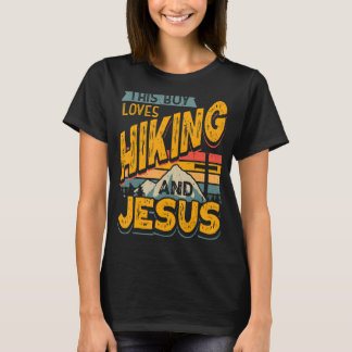 Dieser Junge Lieben Wandern und Jesus Natur wander T-Shirt