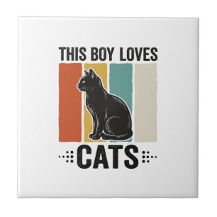 Dieser Junge liebt Katzen Retro Katzenliebhaber De Fliese
