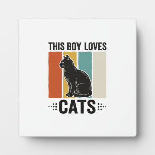 Dieser Junge liebt Katzen Retro Katzenliebhaber De Fotoplatte