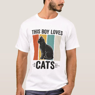 Dieser Junge liebt Katzen Retro Katzenliebhaber De T-Shirt