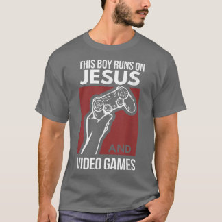 Dieser Junge rennt auf Jesus und Videospielen Chri T-Shirt