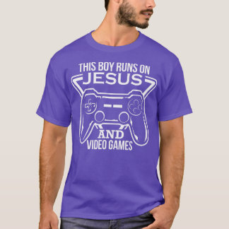 Dieser Junge rennt auf Jesus und Videospielen Chri T-Shirt