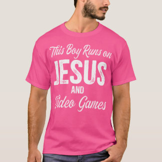 Dieser Junge rennt auf Jesus und Videospielen T-Shirt
