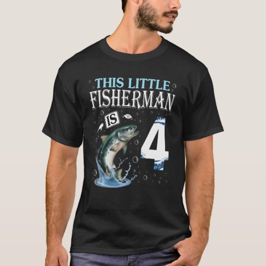 Dieser kleine Fisherman ist 2018 vier Jahre Gebore T-Shirt (Vorderseite)
