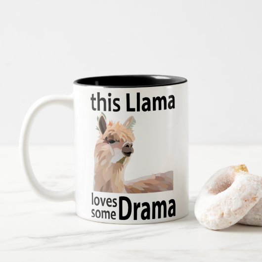 Dieser Llama Lieben einige Drama Funny Llama Zweifarbige Tasse (Mit Donut)