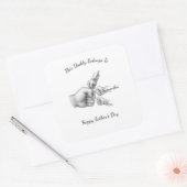 Dieser Papa gehört - Geschenk mit Kindernamen - Quadratischer Aufkleber (Umschlag)