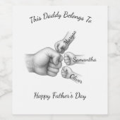 Dieser Papa gehört - Geschenk mit Kindernamen - Weinetikett (Einzelnes Label)