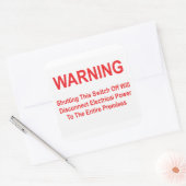 Dieser Switch trennt den elektrischen Power. Quadratischer Aufkleber (Umschlag)