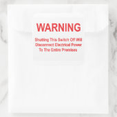 Dieser Switch trennt den elektrischen Power. Quadratischer Aufkleber (Tasche)