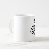 Dieser Typ hat eine Zerstampfung auf seiner Kaffeetasse (Vorderseite Links)