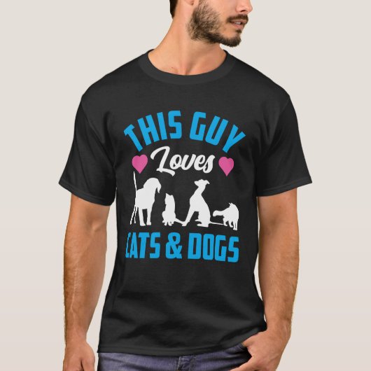 Dieser Typ Lieben Katzen und Hunde Katze Überhunde T-Shirt (Vorderseite)
