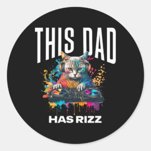 Dieser Vater hat Rizz Cool DJ Cat Rizzler Vater Va Runder Aufkleber