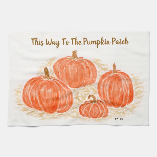 Dieser Weg zu den Pumpkin Patch Wasserfarbe Pumpki Geschirrtuch (Horizontal)