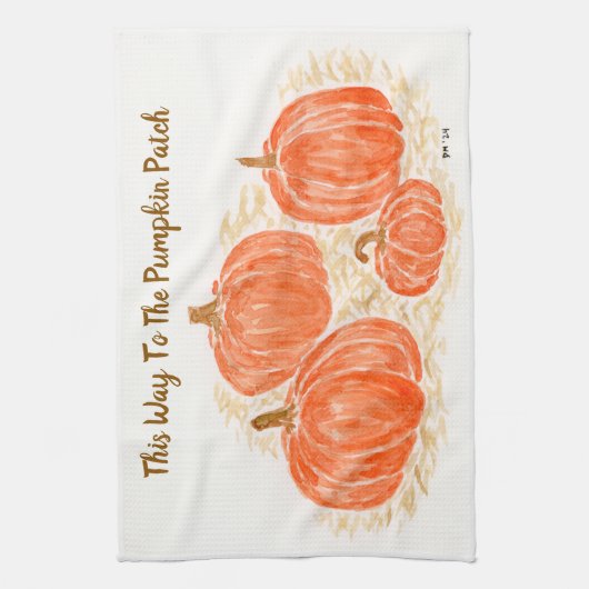 Dieser Weg zu den Pumpkin Patch Wasserfarbe Pumpki Geschirrtuch (Vertikal)
