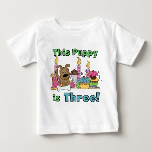 Dieser Welpe sind drei Hemden und Geschenke Baby T-shirt (Vorderseite)