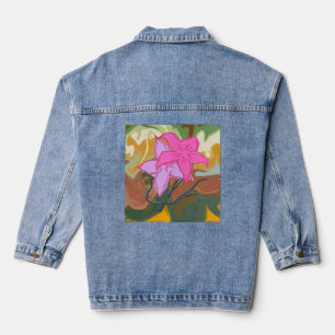Dieses abstrakte Blumendesign verbindet sanfte flo Jeansjacke