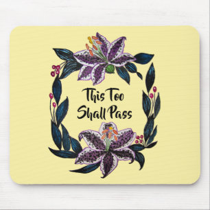 "Dieses auch führt" Aquarell-Lilien-Kranz Mousepad