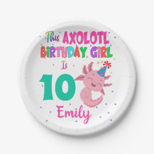Dieses Axolotl Girl ist ein Amphibien-Salamander Pappteller