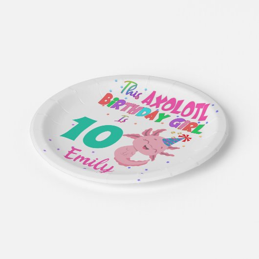 Dieses Axolotl Girl ist ein Amphibien-Salamander  Pappteller (Schrägansicht)