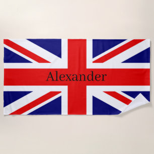 Dieses britische Flaggendesign mit Namen personali Strandtuch