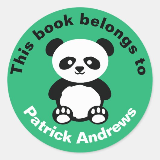 Dieses Buch gehört Boys Panda Bear Kawaii Green Runder Aufkleber (Vorderseite)